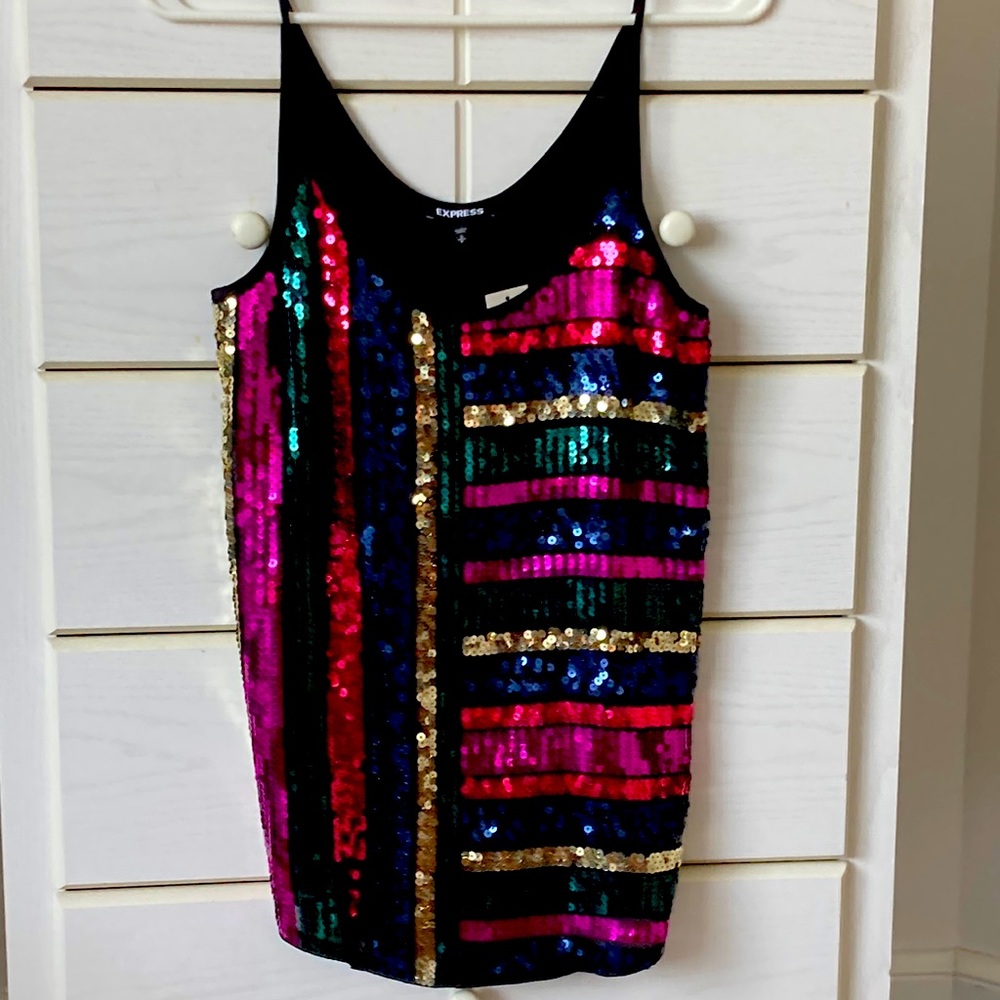 EXPRESS Multi-colored Sequined Cami